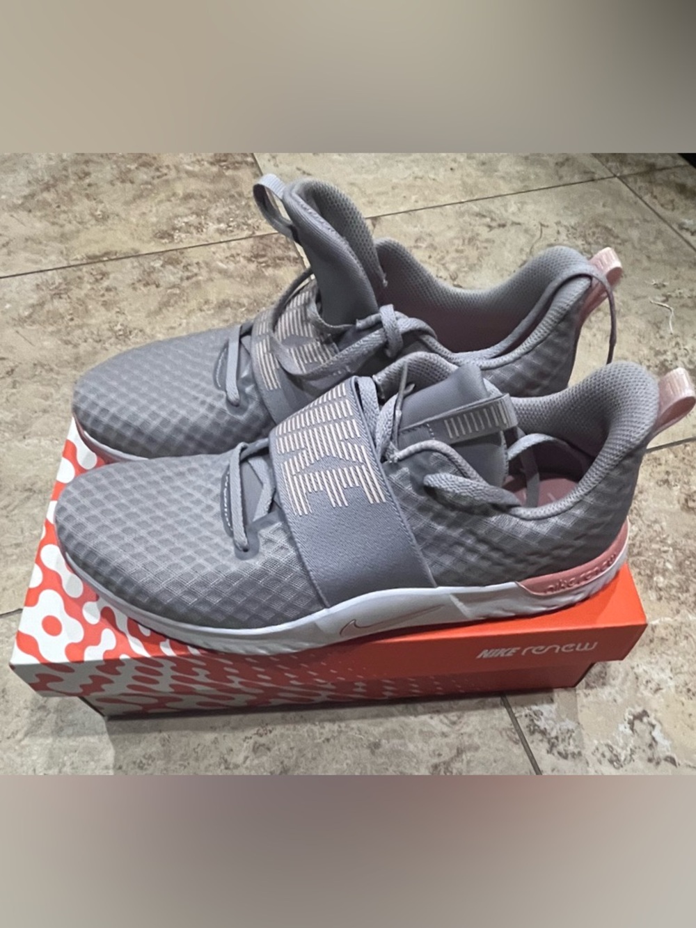 Nike Gray and Light Pink Strap Women’s Sneakers